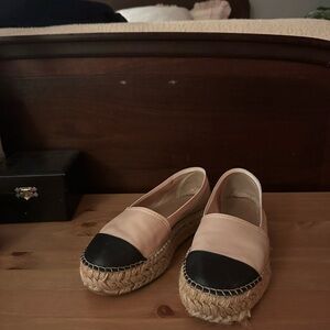 Women's Espadrille Flats in Pink and Black